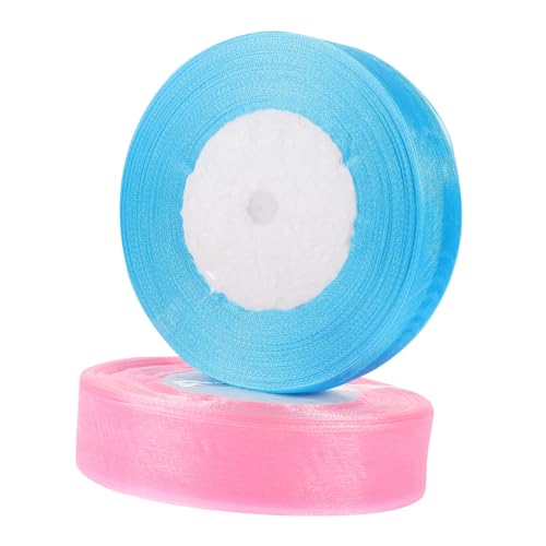 HEALSOPTHY 2 Rollen Transparente Schnittfeste Geschenkbänder aus Chinlon Strapazierfähige DIY Schleifenbänder für Weihnachts Partydekoration Farben Blau Rosa von HEALSOPTHY