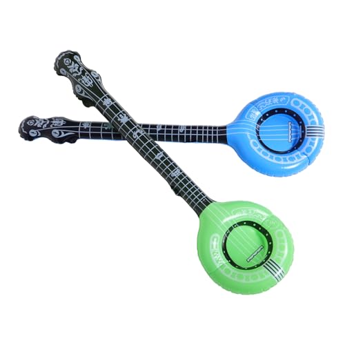HEALSOPTHY 2 Stück Aufblasbare Kinderinstrumente Teiliges PVC Banjo und Horn Rock Star Partydeko Bühnenrequisiten für und Unterhaltungsspielzeug von HEALSOPTHY