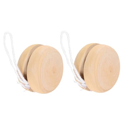 HEALSOPTHY 2 Stück DIY Holz Yoyo zum Bemalen Robustes Holzspielzeug mit Automatischer Rückkehr Vielseitiges Geburtstags mitgebsel für Kreative Geschenkidee und Dekoratives Bastelspielzeug von HEALSOPTHY