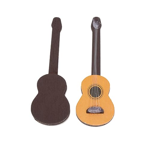 HEALSOPTHY 2 Stück Gitarre Dekorative Holzfiguren für Schreibtisch Puppenhaus Kreative Szenen Hochwertige Gitarre mit Feiner Verarbeitung für Langlebigen Spaß und Angenehme von HEALSOPTHY