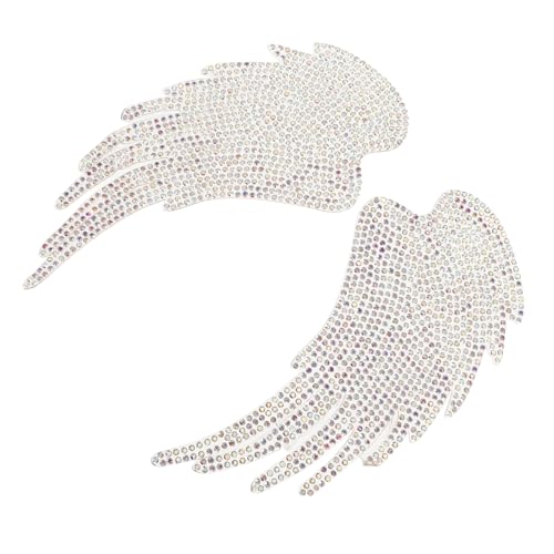 HEALSOPTHY 2 Stück Glitzer Flügel Aufnäher Strass Applikationen für DIY Kleidung Basteln Dekoration Hotfix Patches für Taschen Schuhe und Hüte von HEALSOPTHY