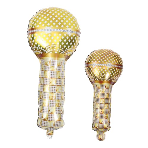 HEALSOPTHY 2 Stück Goldene Mikrofon Aluminiumfolie Luftballons Teiliges Robuste Geburtstags Party Dekoration Glänzende Runde Folienballons Langlebig und Farbecht für Fotoshootings und von HEALSOPTHY