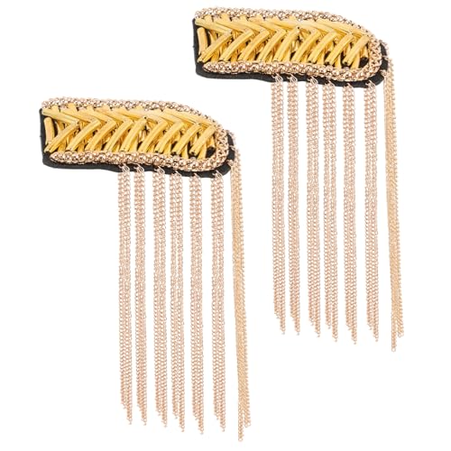 HEALSOPTHY 2 Stück Goldene Quasten Schulter Epauletten mit Strasssteinen Modische Applikationen für Kostüm Uniformzubehör Eleganter Schmuck für Hochzeiten und Zeremonien von HEALSOPTHY