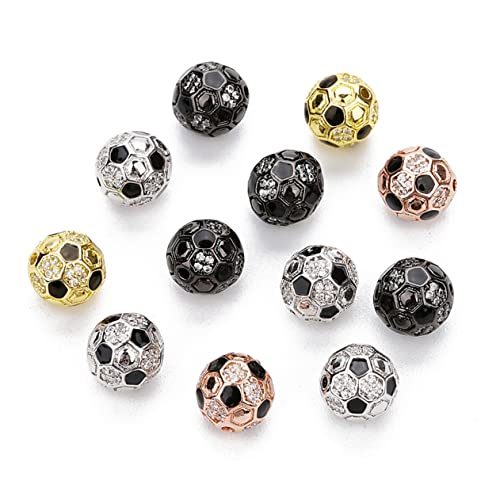 HEALSOPTHY 2 Stück Goldplattierte Fußball Spacer Perlen mit für DIY Schmuckherstellung Glänzende Kupfer Abstandsperlen für Armbänder und Kreative Bastelprojekte Gold von HEALSOPTHY
