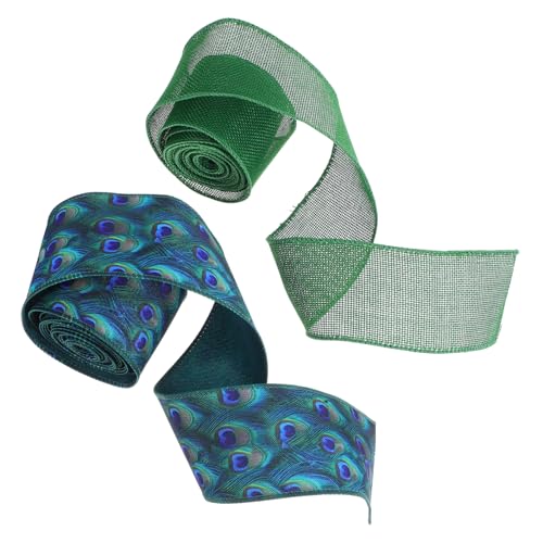 HEALSOPTHY 2 Stück Grüne Drahtkanten Dekorationsbänder mit Pfauenmuster Breit Flexibles Bastelband für Diy Hochzeit Kränze Girlanden Herbst und Weihnachtsdeko HEALSOPTHY 2 Stück Grüne Drahtkanten Dekorationsbänder mit Pfauenmuster Breit Flexibles Bastelband für Diy Hochzeit Kränze Girlanden Herbst und Weihnachtsdeko von HEALSOPTHY