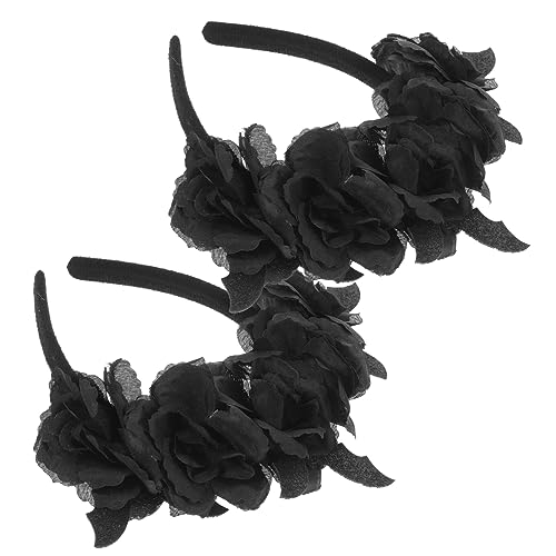 HEALSOPTHY 2 Stück Halloween Haarreif für Erwachsene Leichtes Einzigartiges Stirnband mit Schwarzer Fledermaus und Rosenblüten Wiederverwendbar Modisches Party Accessoire für Kostüm und von HEALSOPTHY