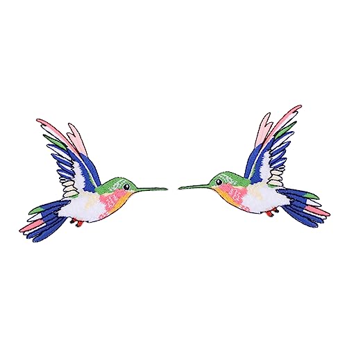 HEALSOPTHY 2 Stück Hummingbird Applikationen Aufbügelbare Flicken für DIY Nähprojekte Tier Patches zur Verschönerung von Kleidung und Accessoires für Jacken und Hüte von HEALSOPTHY