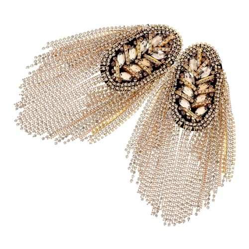 HEALSOPTHY 2 Stück Metall Schulterklappen mit Strass Quasten und Ketten Elegante Epauletten Schmuck für Kostüme DIY Modeaccessoire Langlebig und Modisch Goldfarben von HEALSOPTHY