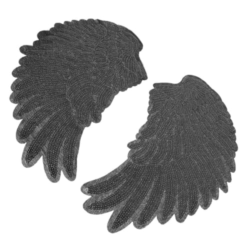 HEALSOPTHY 2 Stück Pailletten Flügel Aufnäher Mittlere Glänzende Engelsflügel Applikationen zum Aufbügeln Waschbare DIY Kleidung Verzierungen Langlebige Hautfreundliche Textil patches für von HEALSOPTHY
