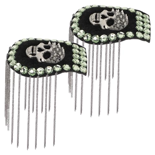 HEALSOPTHY 2 Stück Punk Schulterepauletten mit Totenkopf und Quasten Teiliges Abnehmbare Mode Schulterklappen Vielseitige Kostüm und Uniformdekoration für Damen und Herren von HEALSOPTHY