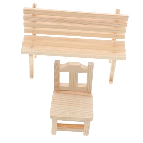HEALSOPTHY 2 Stück Puppenhausbank Spielhausdekor Kleine Parkbank Mini Puppenhauszubehör Miniatur Parkmöbel Mini Puppenhausdekor Puppenhauszubehör Miniatur Parkbank Beiges Holz von HEALSOPTHY