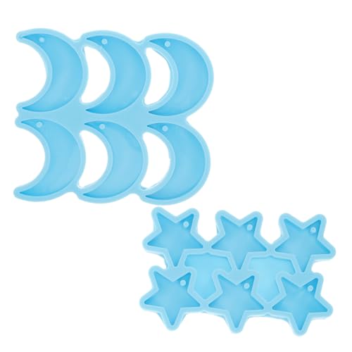 HEALSOPTHY 2 Stück Silikonform für Ohrring Anhänger DIY Schmuck Gießform Stern und Mond Silikonform Flexibel Reißfest für Epoxidharz Harz Schmuckherstellung Kreatives Basteln Teilig von HEALSOPTHY
