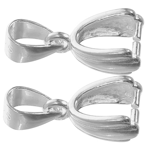 HEALSOPTHY 2 Stück Sterling Silber Anhängerschlaufen Teilig Langlebige Schmuckverbinder Einfach zu Befestigen Lösen für DIY Halsketten und Armband Anhänger Silberfarben Groß von HEALSOPTHY