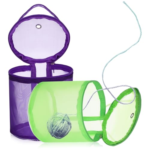 HEALSOPTHY 2 Stück Stricktasche mit Reißverschluss Langlebige Garn Aufbewahrungstasche in Leuchtenden Farben Multifunktional für Häkelnadeln Stricknadeln und Bastelutensilien Praktischer von HEALSOPTHY