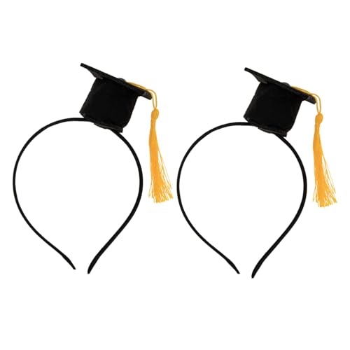 HEALSOPTHY 2 Stück Teiliges Abschluss Haarreif mit Goldenen Quasten Leichter Doktorhut Kopfschmuck für Graduation Party und Bachelor Feier Komfortabler und Kreativer Haarschmuck für Fotos von HEALSOPTHY