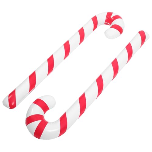HEALSOPTHY 2 Stück Teiliges Aufblasbares Weihnachtsdeko Candy Cane Ballons Rot Weiß Wiederverwendbar für Weihnachtsfeier Geburtstag Party Außen und Innendekoration Festliche Stimmung Schaffen von HEALSOPTHY