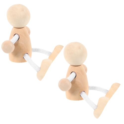 HEALSOPTHY 2 Stück Unbemalte Holzpuppen DIY Holzfiguren Bastelset zum Bemalen für Kreative Holzspielzeug Deko Handarbeitsspielzeug von HEALSOPTHY