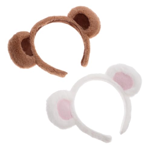 HEALSOPTHY 2 Stück Verstellbares Bärenohren Haarband aus Weichem Plüsch Niedliches Stirnband für Make up Waschen und Partys Vielseitiges Accessoire für Damen und Cosplay Braun und Rosa von HEALSOPTHY