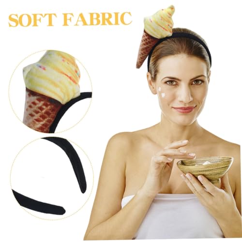 HEALSOPTHY 2 Stück Verstellbares Eiscreme stirnband mit Süßer Eistütenform Bequemes Haarband für Damen und Modisches Accessoire für Kosmetik Spa und Karneval von HEALSOPTHY