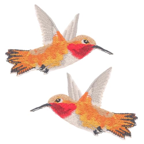 HEALSOPTHY 2 Stück Vogel Aufnäher Aufbügelbar Bestickte Applikationen für Kleidung DIY Jacke Shirt Hose Zubehör Symmetrische Hummingbird Patches von HEALSOPTHY
