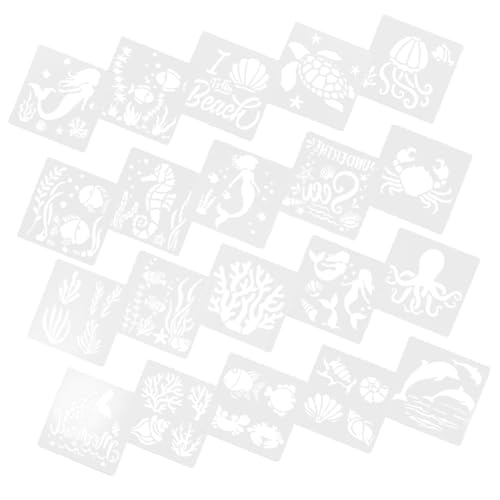 HEALSOPTHY 20 Blatt Teilige Malvorlagen Schablonen Meerestiere Wiederverwendbare DIY Schablonen für Malerei Holz und Wand Kreative Bastelvorlagen für Strand und Meer Designs von HEALSOPTHY