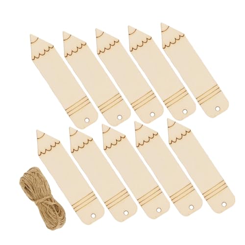 HEALSOPTHY 20 Stück Holz Lesezeichen DIY Blanko Lesezeichen aus Holz Bleistiftform Unvollendete Holzornamente mit Juteschnur für Bastelprojekte und Dekoration von HEALSOPTHY