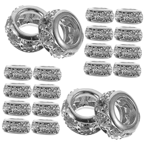 HEALSOPTHY 20 Stück Strass Rondelle Spacer Perlen Lose Schmuckperlen für DIY Armbänder und Bastelarbeiten Silberne Akzentperlen für Kreative Projekte HEALSOPTHY 20 Stück Strass Rondelle Spacer Perlen Lose Schmuckperlen für DIY Armbänder und Bastelarbeiten Silberne Akzentperlen für Kreative Projekte von HEALSOPTHY