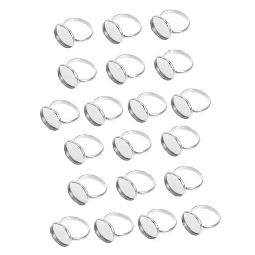 HEALSOPTHY 20 Stück Teiliges Edelstahl Ringrohlinge Verstellbare Ringsockel mit Innenmaß Langlebige Finger Ring Unterlagen für DIY Schmuckherstellung und Cabochon Fassung von HEALSOPTHY