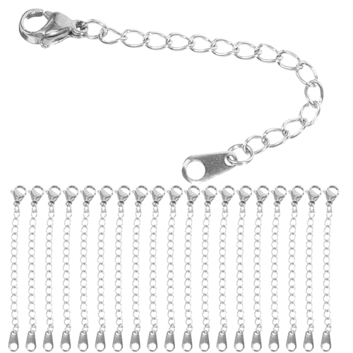HEALSOPTHY 20 Stück Teiliges Edelstahl kettenverlängerungs Karabinerverschlüssen Langlebige DIY Schmuckverlängerungsketten für Halsketten und Armbänder Einfache Montage Klassische von HEALSOPTHY