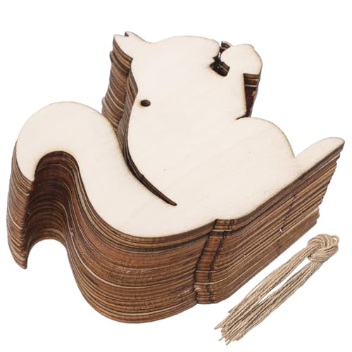 HEALSOPTHY 20 Stück Teiliges Eichhörnchen Holz Deko Unlackierte DIY Holzscheiben Natürliche Bastelplatten Blanke Holzformen für Herbstdeko Kreative Handarbeit zum Aufhängen und Bemalen von HEALSOPTHY