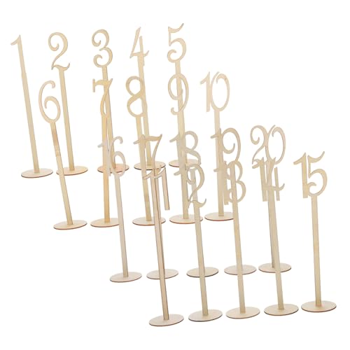HEALSOPTHY 20 Stück Teiliges Holz Tischnummern mit Halter für Hochzeit Empfang Party Event Dekoration Langlebig Vielseitig Bemalbar zur Sitzplatzorganisation und DIY Gestaltung von HEALSOPTHY