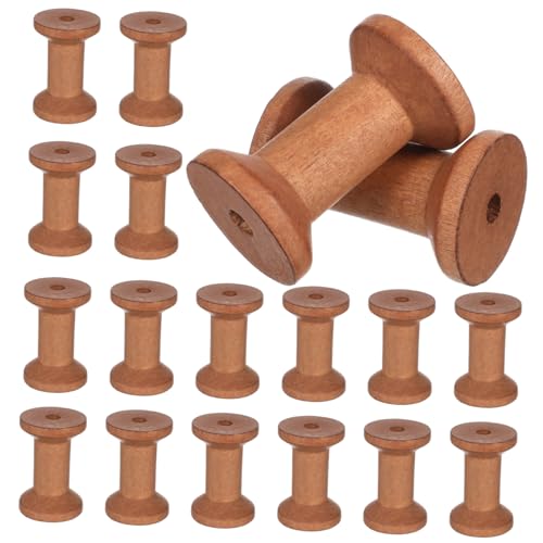 HEALSOPTHY 20 Stück Teiliges Holzspulen Leere Garnspulen mit Glatter Oberfläche und Retro Holzmaserung Kompakte Fadenspulen als Garnhalter für Stick und Webarbeiten Nähzubehör für von HEALSOPTHY