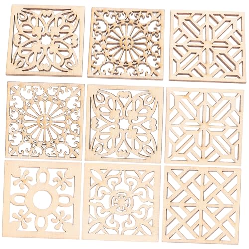 HEALSOPTHY 20 Stück Teiliges Quadratische Holzscheiben Boho stil Holzstücke für DIY Basteln Handbemalbare Naturbelassene Holzplättchen für Foto requisiten Party Hochzeitsdekoration von HEALSOPTHY
