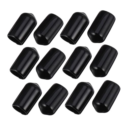 HEALSOPTHY 200 Stück Flexible Runde PVC Gummikappen Schraubenschutz Endkappen Verschleißfest Schutzkappen für Gewinde und Schrauben Schwarz von HEALSOPTHY