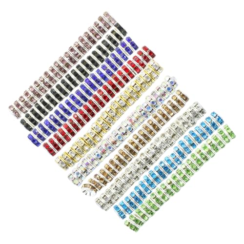 HEALSOPTHY 200 Stück Glasperlen Spacer Perlen Bunte Schmuckzubehör DIY Armband Basteln Zubehör Farbmix Weiß Ab Rot Creme Grün Schwarz Gold von HEALSOPTHY