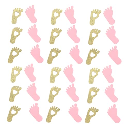 HEALSOPTHY 200 Stück Konfetti Gold Shower Dekoration Papierstreu Deko für Babyparty Geburtstagstisch Streudeko Mädchen Fußabdruck Motiv Party Supplies von HEALSOPTHY