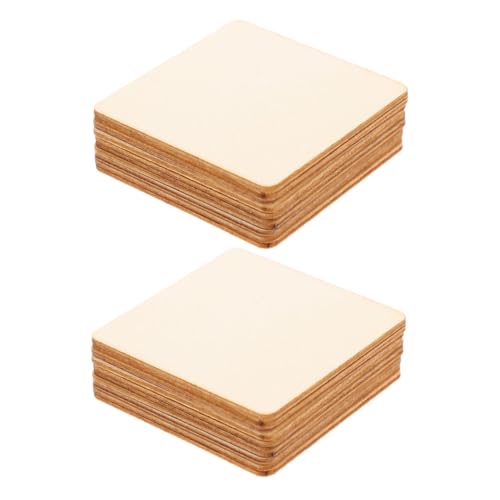 HEALSOPTHY 200 Stück Quadratische Holzscheiben Naturbelassene Blanko-holzstücke für DIY Basteln Bemalen Gravieren Familienprojekte Glatte Oberfläche Holzrohlinge für Kreative Dekorationen von HEALSOPTHY