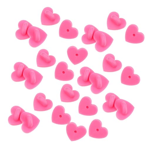 HEALSOPTHY 200 Stück Rosa Herzform Kunststoff Broschenverschluss Leichte Anstecknadel Rückseite für Reversnadel Namensschild DIY Schmuck und Bastelprojekte von HEALSOPTHY