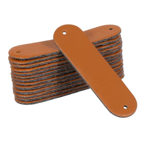 HEALSOPTHY 200 Stück Synthetische Lederlabels zum Annähen Handgemachte Blanko Etiketten mit Löchern Schokoladenbraun für DIY Kleidung Stricken Häkeln Taschen und Hüte von HEALSOPTHY
