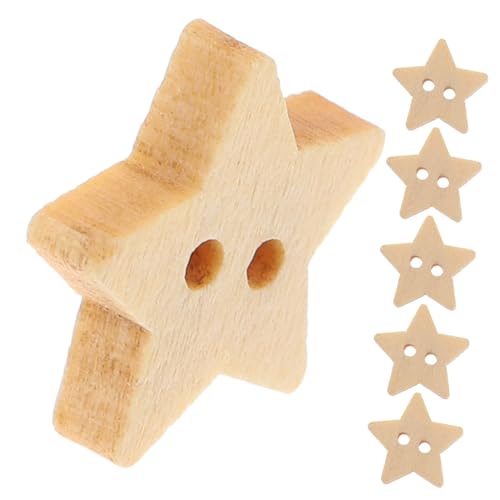HEALSOPTHY 200Stücke Fünfzackige Sternförmige Holzknöpfe Natürlichem Holz mit Löchern Handwerksprojekte Scrapbooking und Bastelarbeiten von HEALSOPTHY