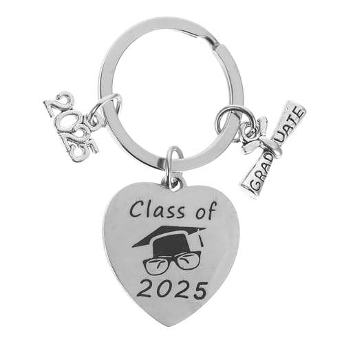 HEALSOPTHY 2025 Schlüsselanhänger Für Die Abschlusssaison Grad Cap Keychain Abschluss-schlüsselhalter Abschluss Schlüssel Charme Abschluss-schlüsselanhänger Rostfreier Stahl Silver von HEALSOPTHY