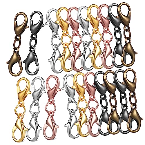 HEALSOPTHY 20Stücke Doppel Karabinerverschlüsse zur Verlängerung von und Armbändern Schmuckverlängerungen Roségold Gunmetal für DIY Projekte von HEALSOPTHY