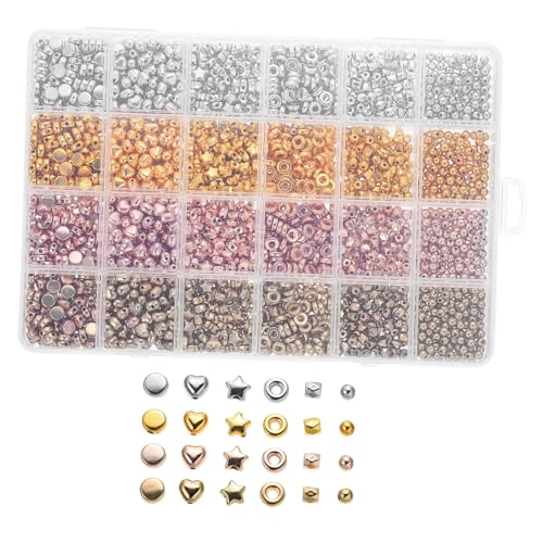 HEALSOPTHY 2160 Stück Teiliges Kunststoff Perlenset Flach Rund mit Glatter Oberfläche und Abgerundeten Kanten Robuste Distanzperlen für DIY Schmuckherstellung für Armbänder Halsketten und von HEALSOPTHY