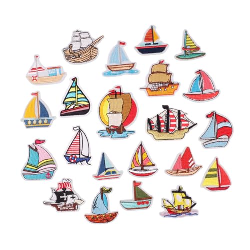 HEALSOPTHY 23 Stück Teiliges Bestickte Segelboot Aufnäher zum Aufbügeln und Nähen Selbstklebende Applikationen für Kleidung Taschen Hüte Vielseitige DIY Flicken für Jacken und Textilien von HEALSOPTHY