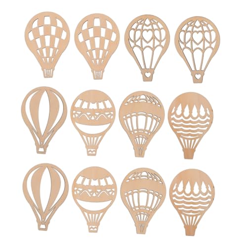 HEALSOPTHY 24 Stück Teiliges Holzscheiben im Heißluftballon Design DIY Dekoration für Zuhause Bastelmaterial für Langlebige Holzstücke zur Verschönerung von Wänden und Zimmern von HEALSOPTHY