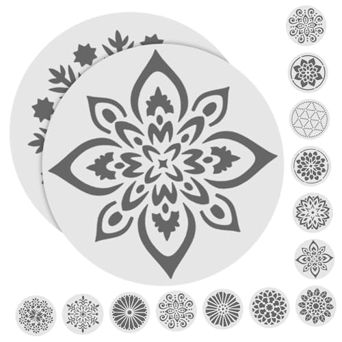 HEALSOPTHY 24 Stück Teiliges Mandala Schablonen für Wandmalerei Wiederverwendbare DIY Malvorlagen aus Robustem Große Blumenmotive Vielseitig für Wände Möbel Holz und Bastelprojekte von HEALSOPTHY
