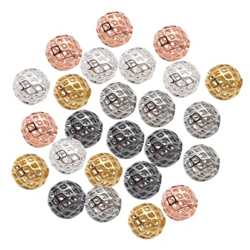 HEALSOPTHY 25 Stück Teiliges DIY Schmuckperlen Metall Beads für Armbänder Halsketten Ohrringe Basteln in Gold Silber Schwarz Roségold Weißk Goldene Perlen Anhänger von HEALSOPTHY