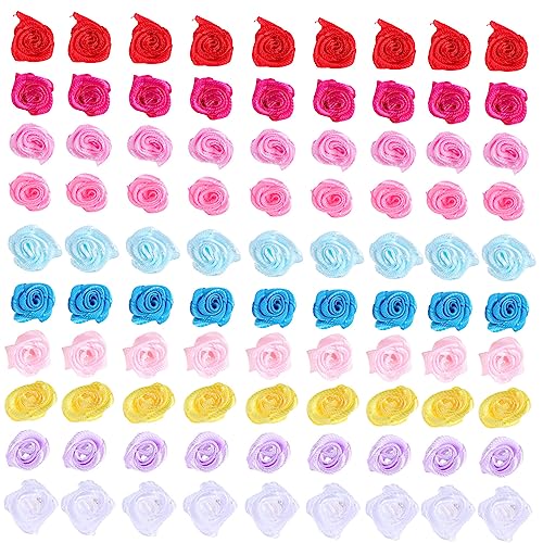 HEALSOPTHY 250 Stück Satinband Rosen Blumen Mix Farben Handgemacht Handwerkszubehör für DIY Kleidung Taschen Haarclips Bühnenkostüme Bastelbedarf von HEALSOPTHY