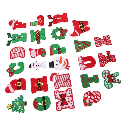 HEALSOPTHY 26 Stück Teiliges Bestickter Weihnachts Bügelbilder mit Alphabet Einfache Diy Applikationen zum Aufbügeln für Kleidung Jacken Hosen Taschen Festliche Stoffaufnäher zur Reparatur von HEALSOPTHY