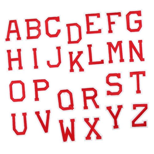 HEALSOPTHY 26 Stück Teiliges Bügelflicken mit Roten Gestickten Buchstaben A Z Aufbügelbare Stoffpatches für Jeans Kleidung Taschen und Hüte Langlebig und Vielseitig Einsetzbar für DIY und von HEALSOPTHY